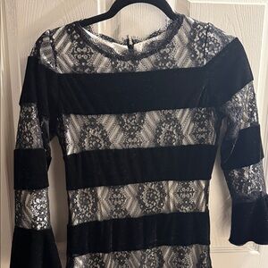 Dainty Jewells Black Lace Trim Dress with Ivory Lining